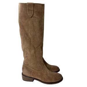 Free People Arya Riding Boots Women’s 38.5/8.5 Taupe Suede Leather 16" NEW